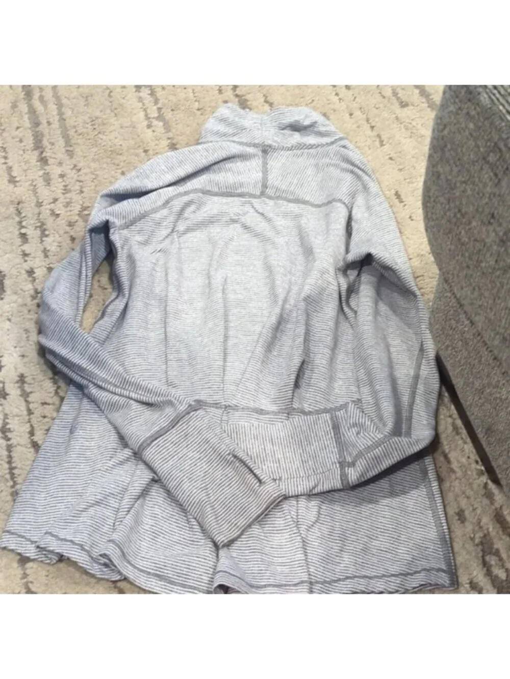 Lululemon Warm Your Core Long Sleeve Tee Tonka Stripe Heathered Slate White